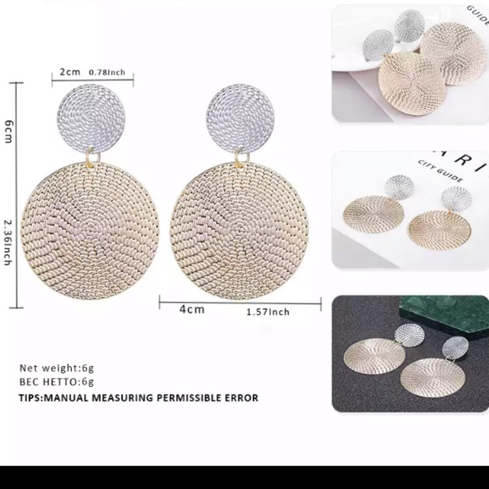 NEW!💙💎GOLDEN💛SILVERY💛MODERN💛BIG💛CIRCLES!💎💙 - Picture 6 of 10